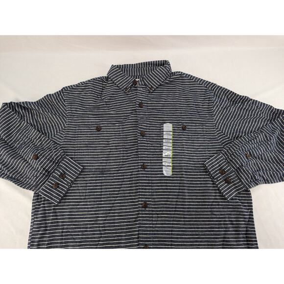 Duluth Trading Men's L‎ Free Swingin' Flannel Relaxed Fit Shirt Blue Striped - Picture 7 of 14